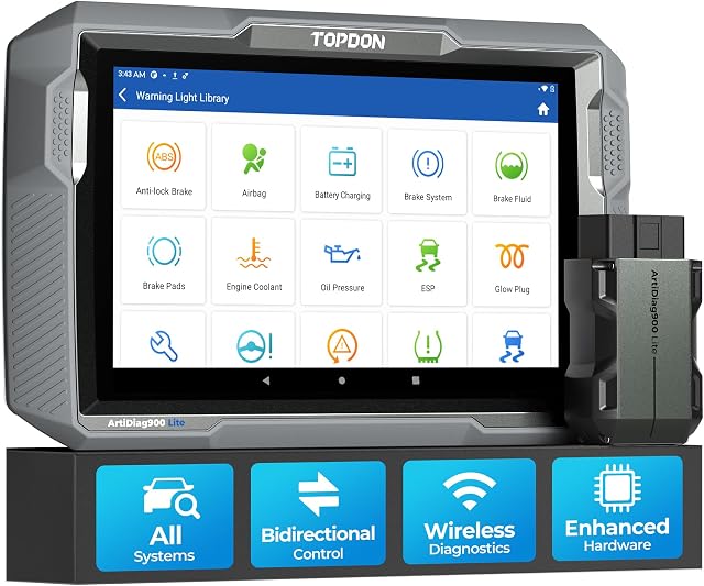 TOPDON ArtiDiag900 Lite, Outil de balayage bidirectionnel, mise à jour de AD500 AD600S AD800BT, Outil de diagnostic automobile pour le système complet, scanner pour voiture avec test actif, FCA AutoAuth, sans fil OBD2 Scanner