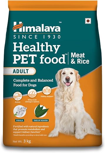 Himalaya Healthy PET Food for Adult Dogs | Meat &amp; Rice | 3kg | Complete &amp; Balanced Nutrition with Mountain Knot Grass, Tre...