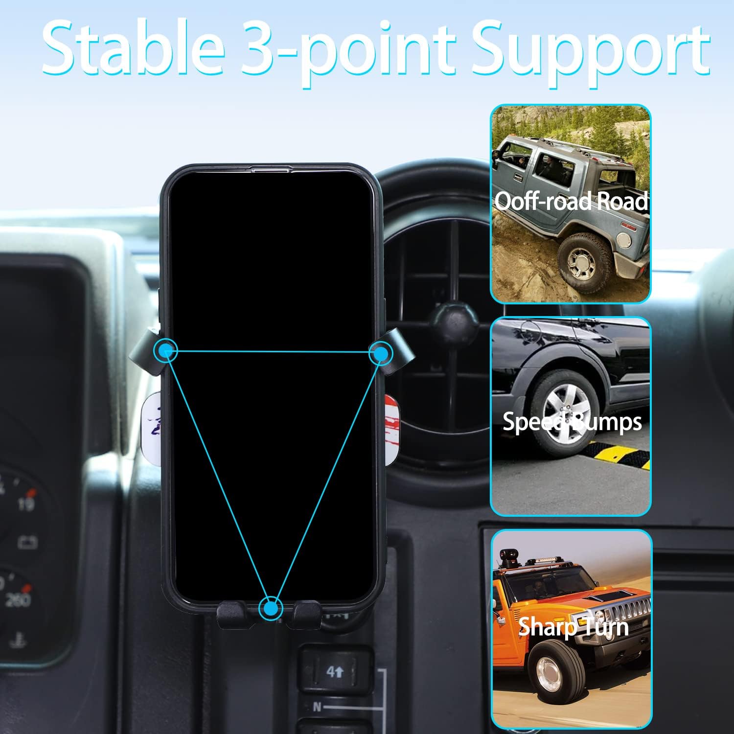 Lcojicep Car Phone Holder Compatible with Hummer H2 2003-2007 Car Phone Mount Accessories, for All Mobile Phones (Style D)