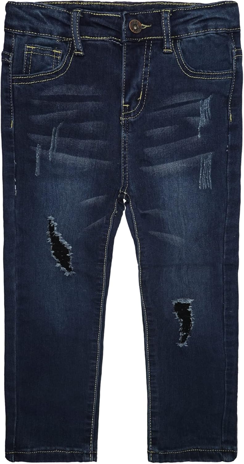 KIDSCOOL SPACE Big Boys Jeans,Elastic Band Inside Ripped Stretchy Soft Slim Denim Pants