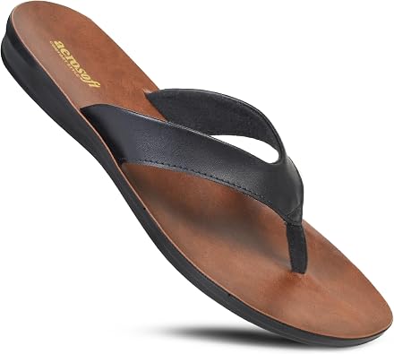 Aerosoft Iris Soft Toe Post Casual Flats Outdoor Indoor Essentials Dressy Slip On Slides Man-Made Leather Flip Flops for Women Sandals Comfortable Summer