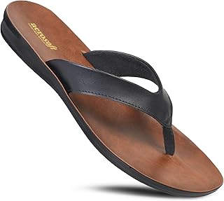 Aerosoft Iris Soft Toe Post Casual Flats Outdoor Indoor Essentials Dressy Slip On Slides Man-Made Leather Flip Flops for Women Sandals Comfortable Summer