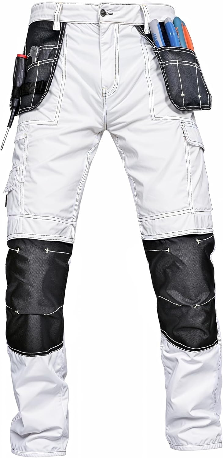 Cargo Construction Pants for Men - Tactical Wear Safety Pants with Knee Pads and Tool Pockets for Work and Outdoor Use