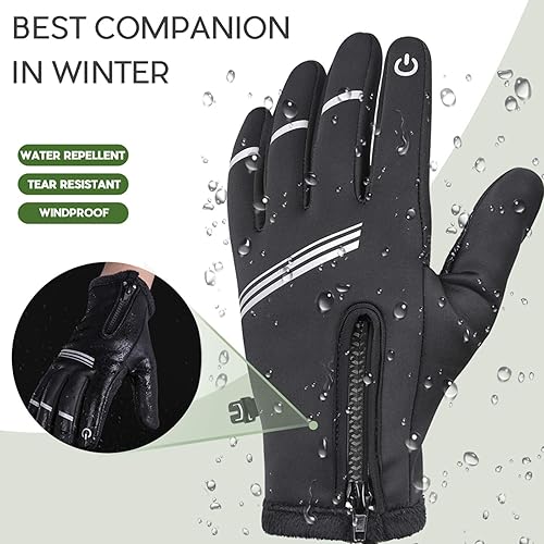 Miniatura 4 de Hikenture. Guantes de ciclismo de invierno, para hombres y mujeres. Guantes térmicos para bicicleta con dedos completos, para pantallas táctiles