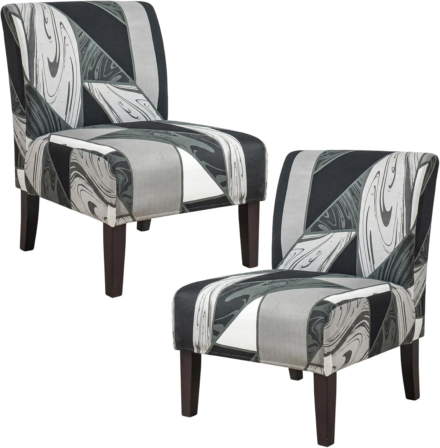 Armless Accent Chair Covers Stretch Spandex Printed Chair Slipcovers Removable Furniture Protector Covers for Living Dining Room Hotel (2 Pack, Blossom)