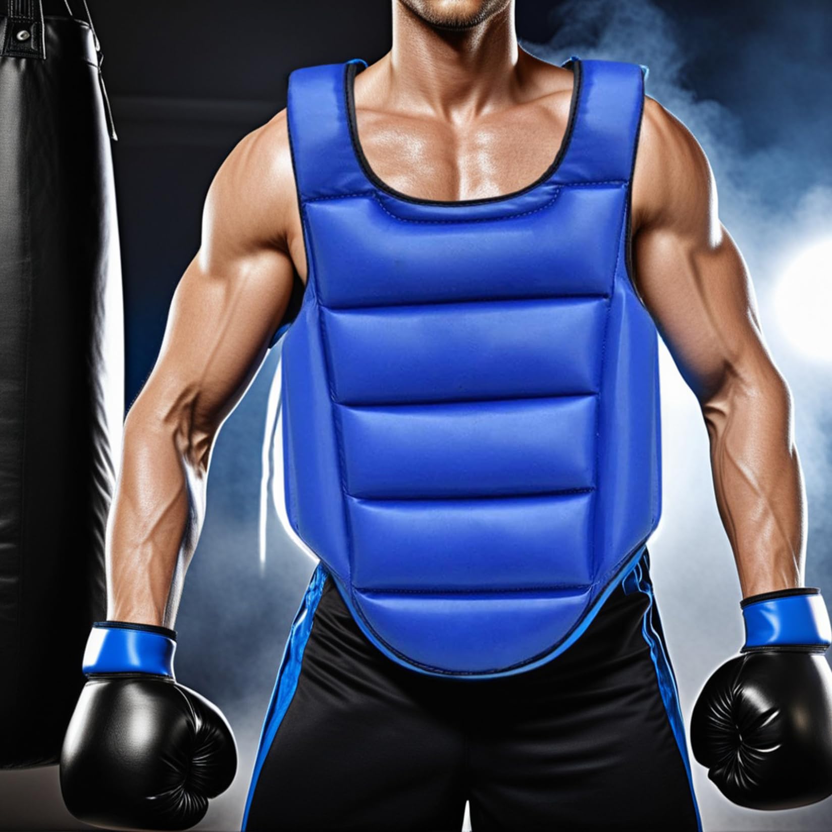 Plastron réversible Boxe Taekwondo réglable 160-180 cm éponge entraînement