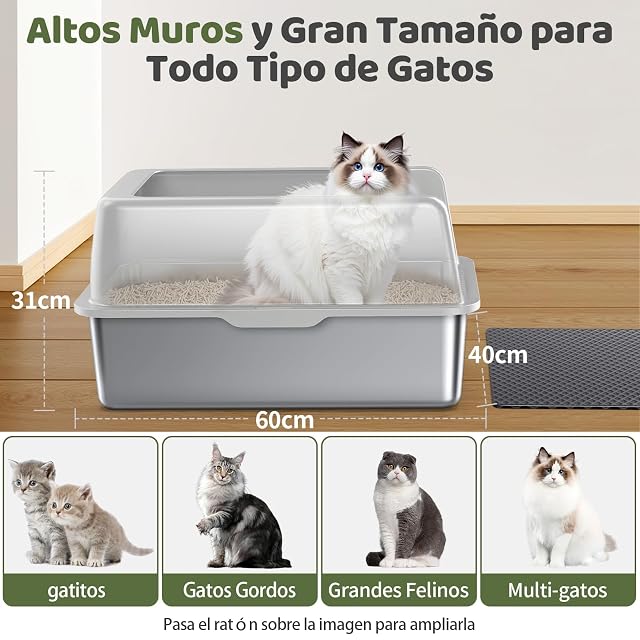 Foto 2 de 8 de Gimars Caja de Arena XL de Acero Inoxidable 35L