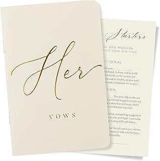 Vow Books for Wedding & Vow Renewal – Wedding Vow Book for Her with Soft-Touch Cover, Gold Foil Engraving and 28 Lined Pages – Bride Gifts [Ivory]