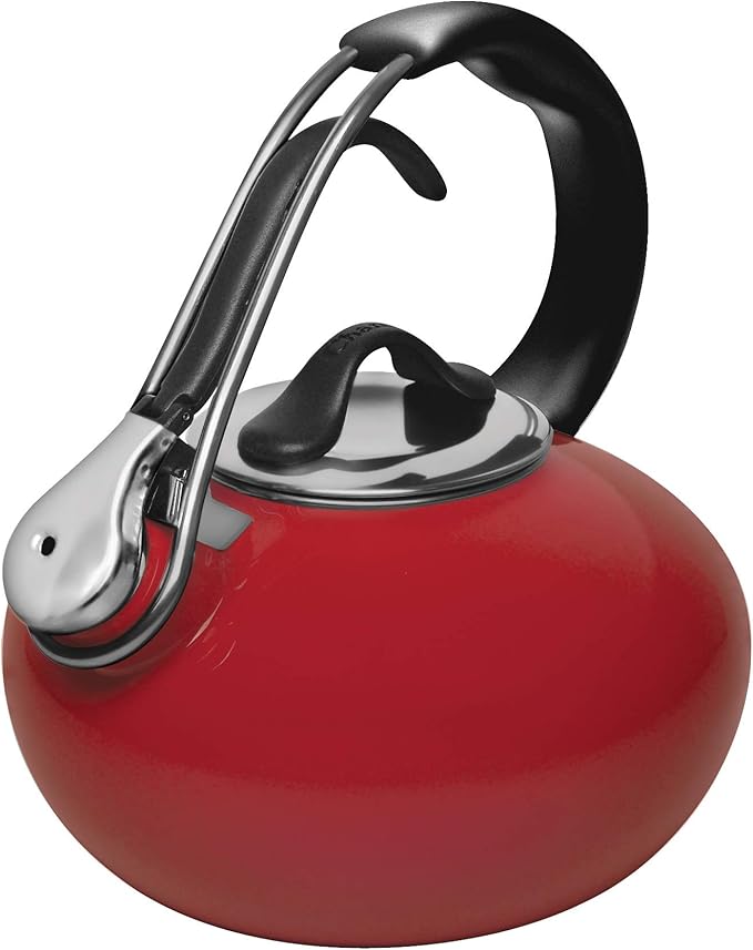 Chantal Classic Loop Enamel on Steel Whistling Tea Kettle, 1.8 quart (Red) Chantal