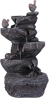 Cascading Rock Water Fountain with LED Lights Tabletop Fountain for Home Office