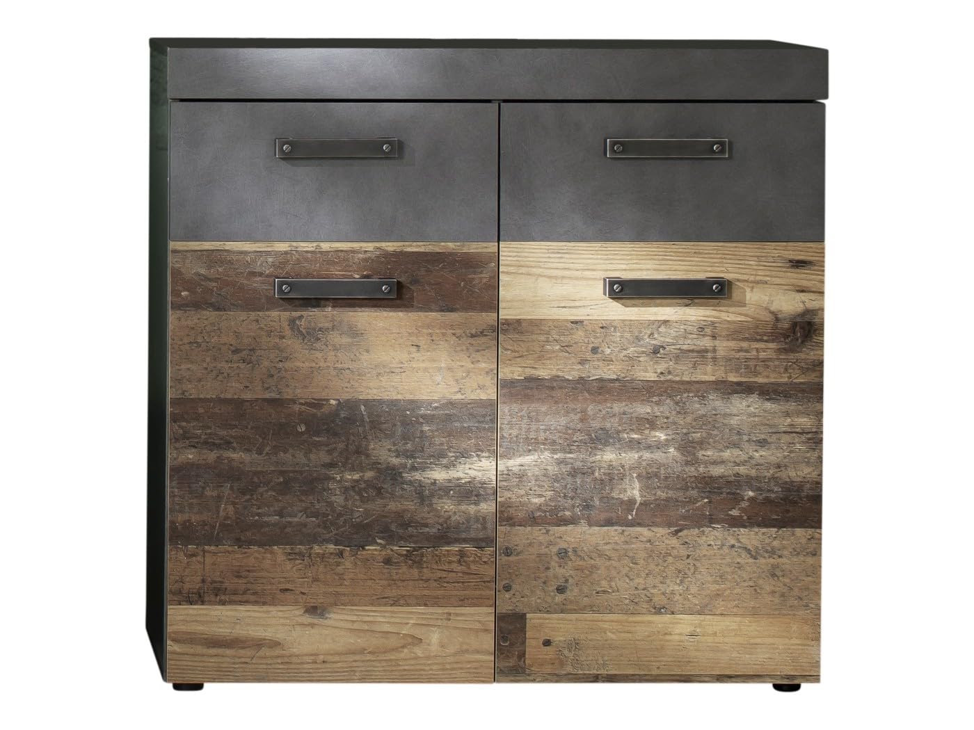 trendteam smart living - Indy - Kommode - Graphit Grau/Alteiche - Platz für bis zu 16 Schuhpaare - (BxHxT) 90 x 89 x 34 cm - rustikales Design