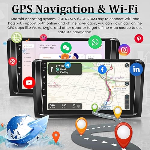 Miniatura 4 de 2+64G Android 13 Radio de coche para Mercedes Benz GL ML Clase W164 X164 ML350 ML500 GL350 GL450 2005-2011 - 9 pulgadas pantalla táctil estéreo