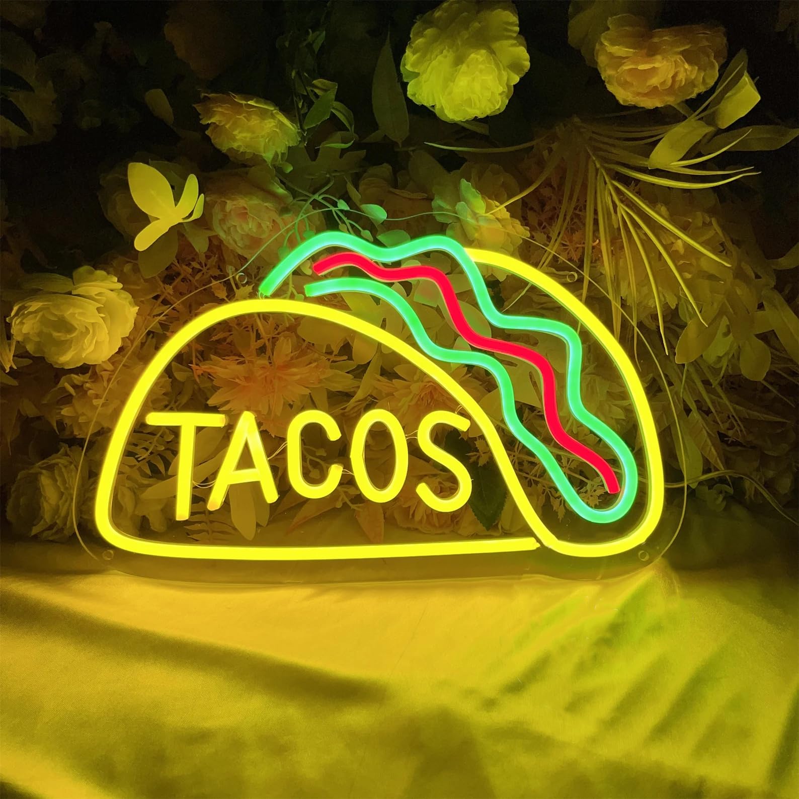Letrero de Tacos de Neón LED Luces de Neón de Tacos para Decoración de Pared de Restaurante de Comida Mexicana Decoración de Tacos de Neón Iluminado Alimentado por USB Letreros de Neón para Bar de