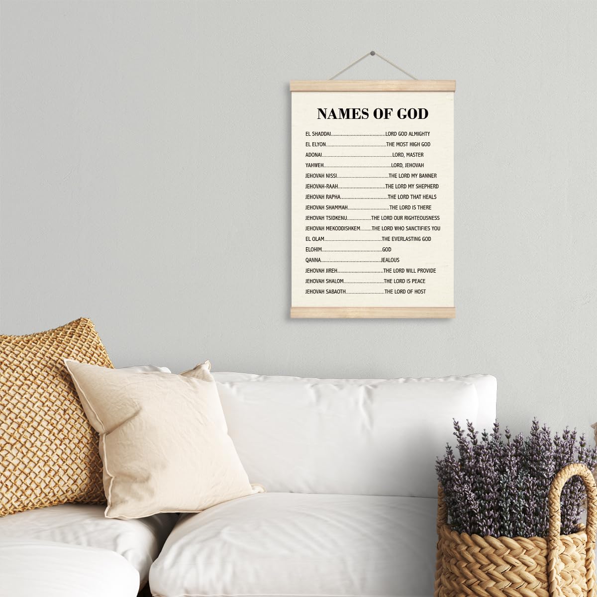 Poster Da Parete Religioso Con Cornice 'Names Of God' – Stampa Su Tela 30,5x45,7 Cm, Stile Vintage, Idea Regalo Cristiana