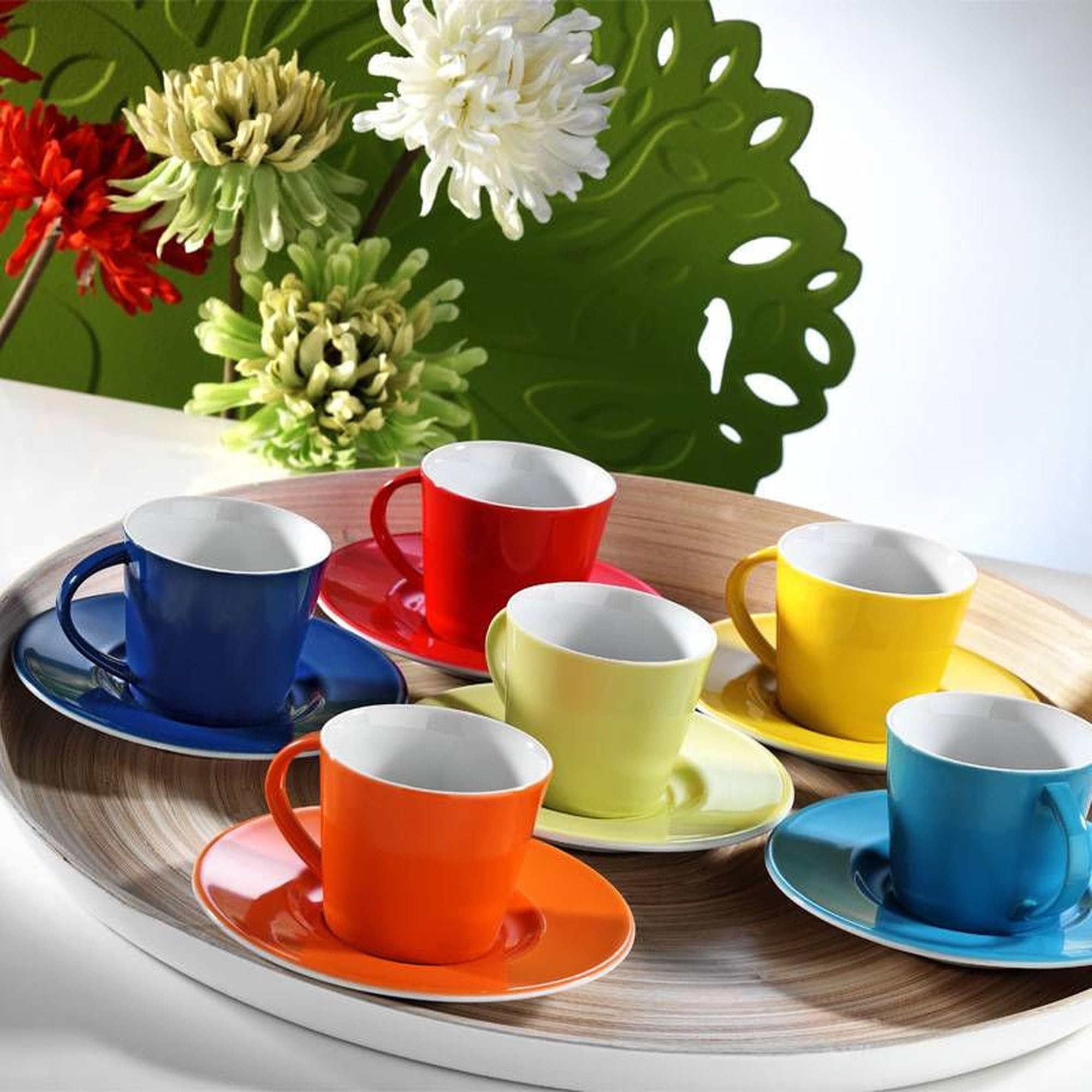 Service tasses à café porcelaine 90cc multicolore expresso Well Home