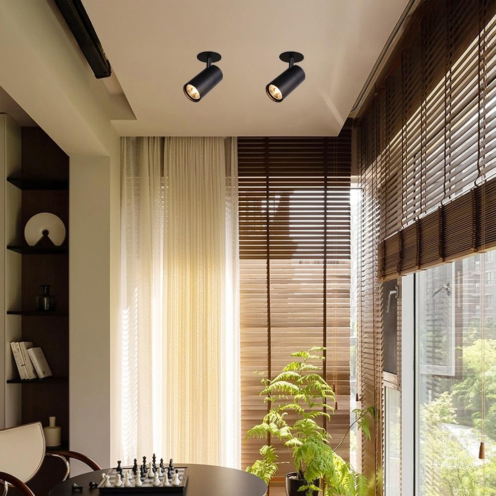 Jadssox Faretti Da Soffitto A LED Con Montaggio A Filo Orientabili, Faretti Da Incasso A Soffitto Con Rotazione A 360°, Illuminazione D'accento Direzionale For Quadri Artistici(Black-6000K,30W)