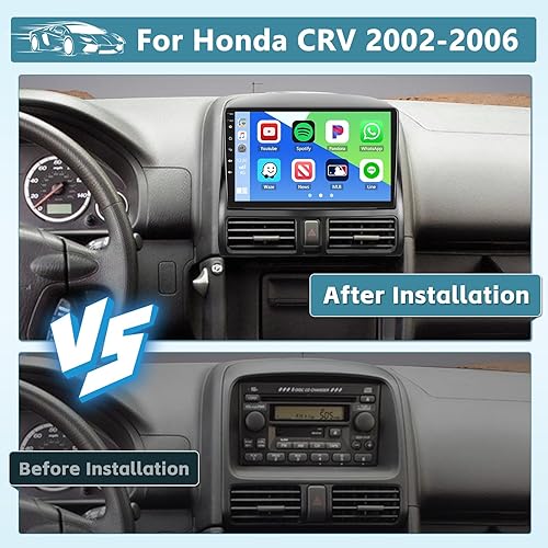Miniatura 2 de Radio inalámbrica Apple Carplay Android Auto para automóvil Honda CRV 2002-2006 estéreo, 2G+32G Hikity Android 11 estéreo para automóvil de 9
