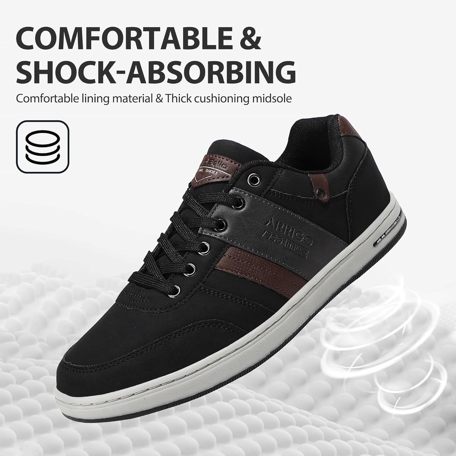 ARRIGO Bello Mens Shoes Dress Casual Sneakers Running Walking Trainers Fashion Non Slip Low Top Breathable Lightweight Size 8-12US - Image 5