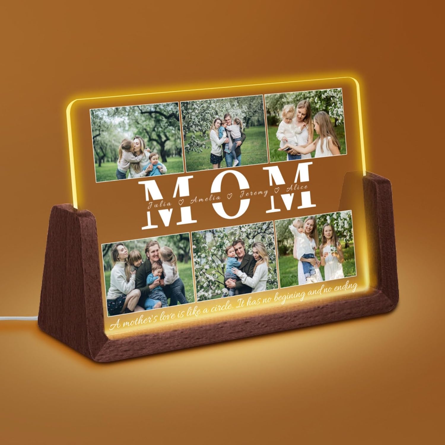 Generic Custom Plaque Gifts Mother's Day for Mom, Customized Acrylic Plaque Printed with Photos, Custom Picture Frame Night Light LED, Birthday Gifts for Mom Ever Best Cute Gifts, Style-10