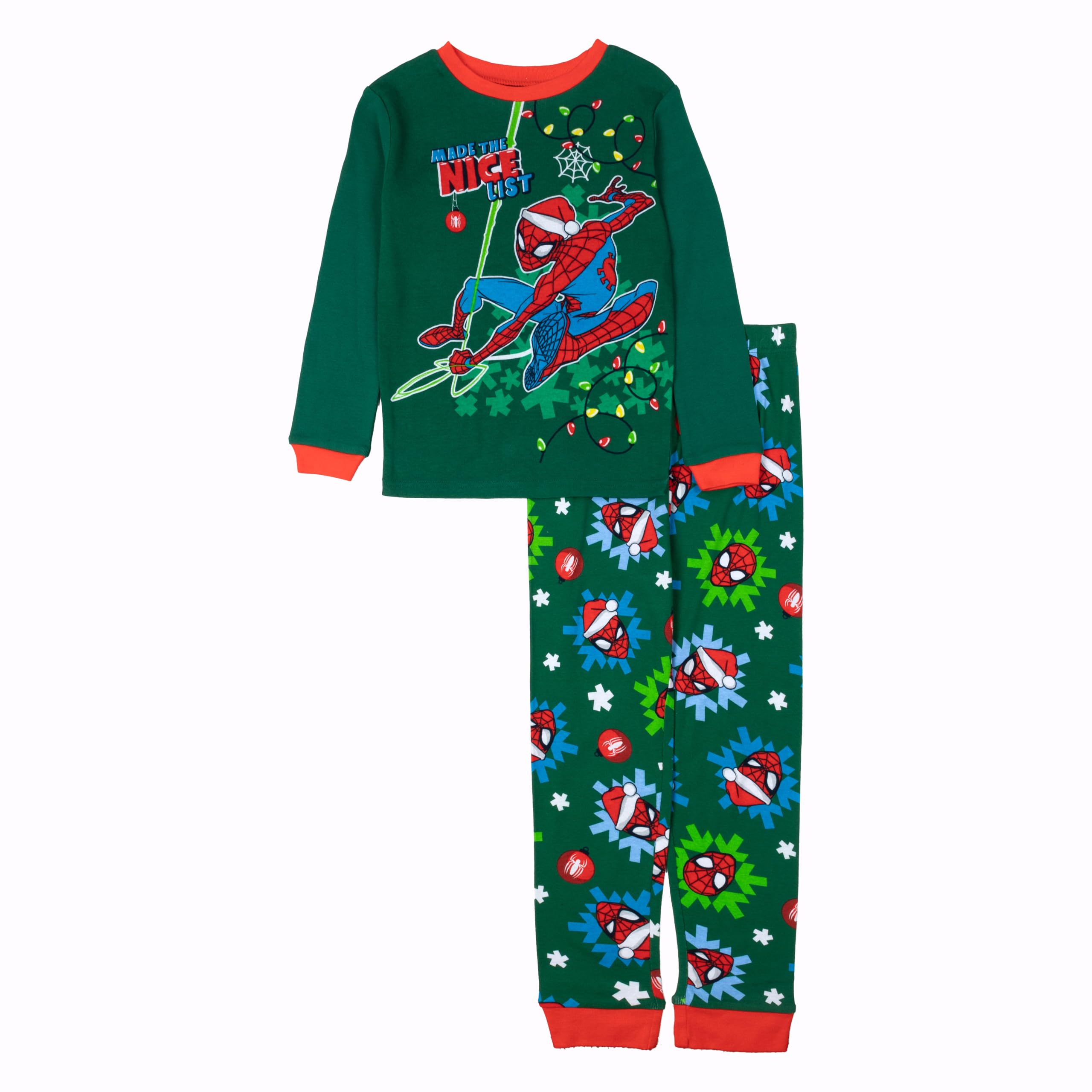 Marvel Boys' 2-piece Snug-fit Cotton Matching Holiday Pajama Set, Soft &amp; Cute for Kids
