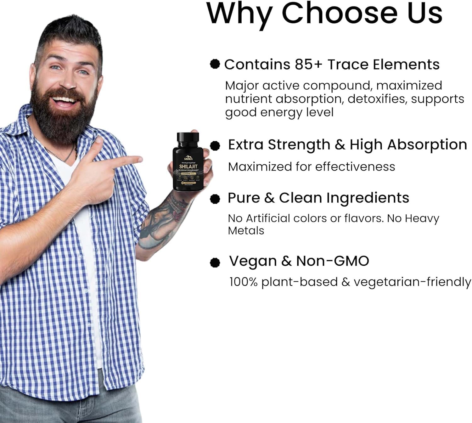 Well Being Mora Vegan Shilajit Supplement | 70%+ Fulvic Acid & 85+ Trace Minerals | Contains Bio-Active Elements & Humic Acid | 60 Capsules | Shilajit Capsules for Men & Women (Pack of 2)