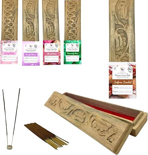 LOVENSPIRE Varillas de incienso perfumadas de alta calidad con bolsa de almacenamiento de yute, varilla de incienso orgánico, aroma de insenso, kit