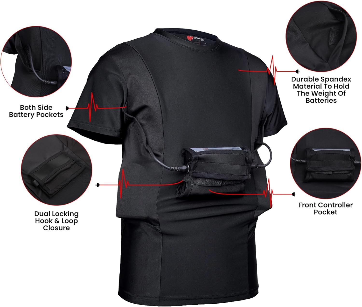 Mens HeartWare LVAD Shirt – Ultrathin Spandex Mesh Fabric Designed for Comfort & Safety