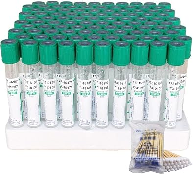 Vacuum Blood Collection Tubes, 100PCS Glass Vacuum Blood Tubes,With Screw Cap Negative Pressure Tub Glass Centrifuge Tubes,Laboratory Tubes,Heparinsodiumtube-10ml