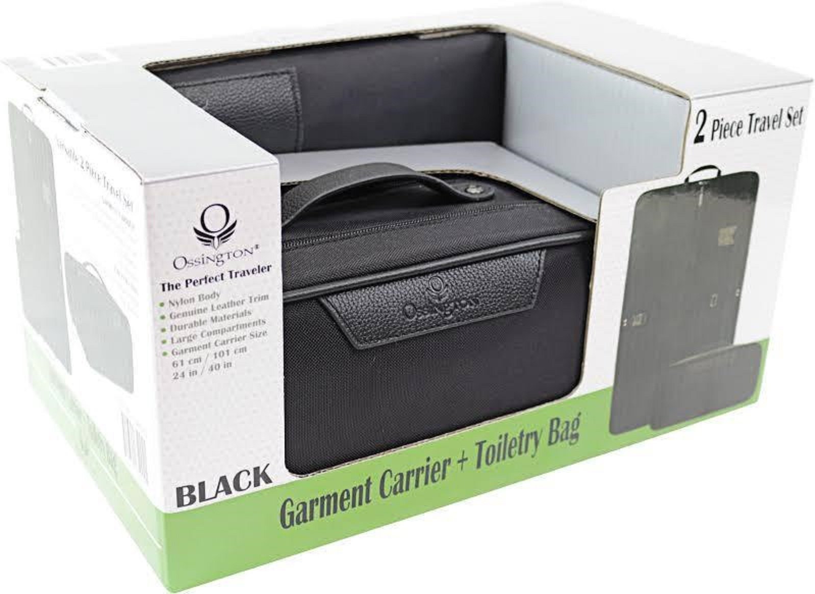 2-Piece Travel Set, Garment Carrier and Toiletry Bag, Black