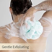 Vista 7 de Esponja de esponja de baño, esponja de ducha, esponja de malla exfoliante, puf de ducha, esponjas de baño para mujeres y hombres, accesorios de baño
