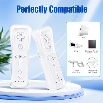 TechKen Wii Controller mit Nunchuck - Fernbedienung und Ersatz-Kontroller für Wii (Ohne Motion Plus) - Schwarz + Weiß