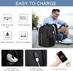 Extra Large 50L Travel Laptop Backpack for Men Women,Water Resistant 17 inch Laptop Backpack Work Bag with USB Charging Port,Big Capacity Heavy Duty TSA Approved Business College Computer Bag,Black