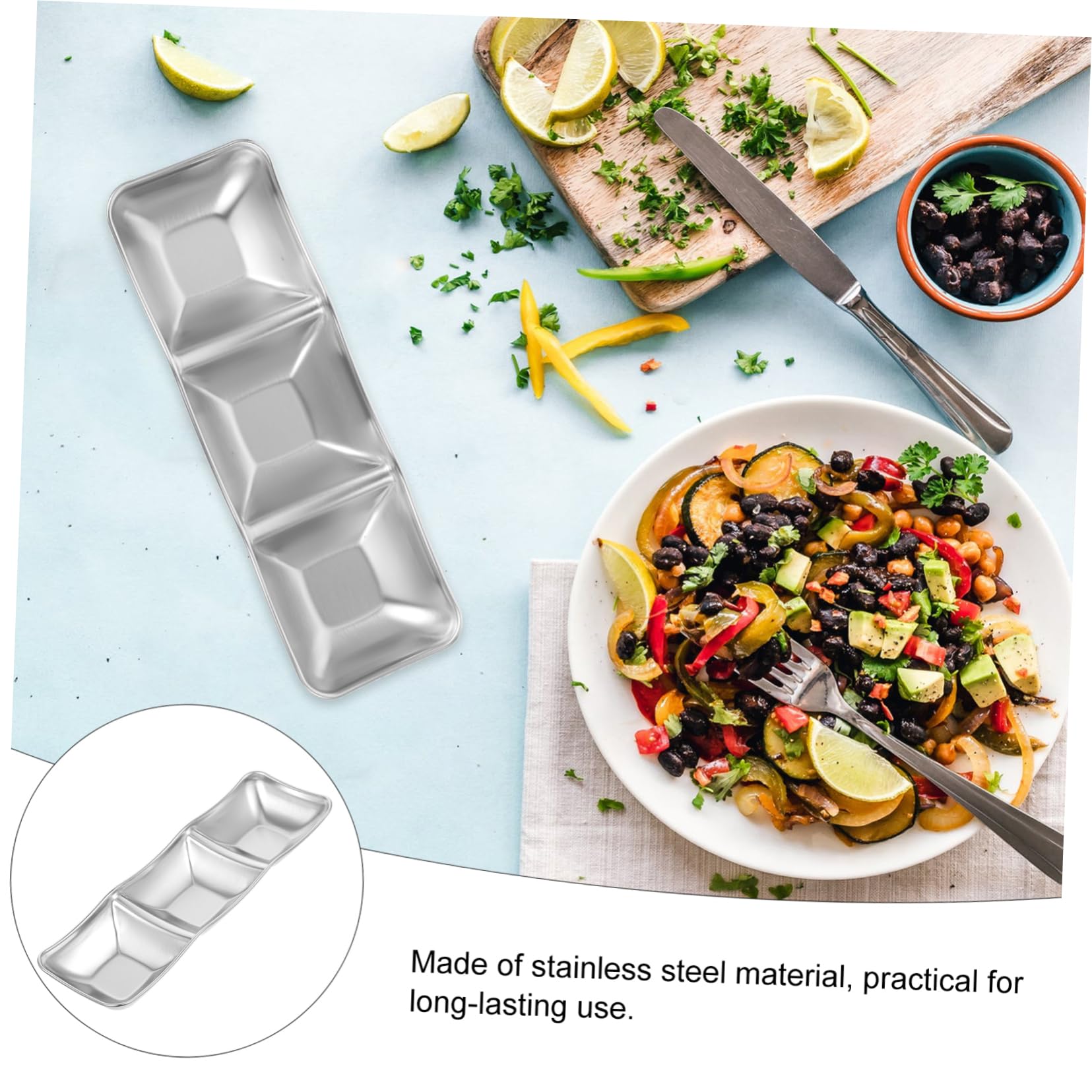 Unomor Snack Containers Prep Dishes for Cooking Soy Sauce Dish Seasoning Dish Dipping Bowl Dipping Sauce Dishes Food Containers Seasoning Sauce Plate Condiment Dish Silver Stainless Steel