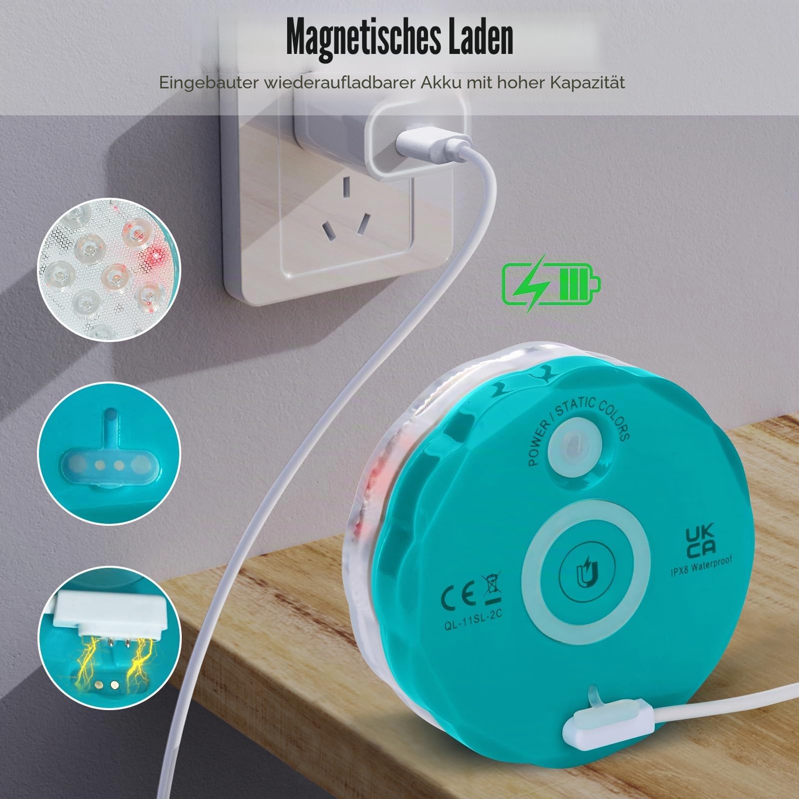 Wiederaufladbare Poolbeleuchtung mit Fernbedienung, Wasserdichte RGB Unterwasserlichter für Schwimmbad, 2 Stück