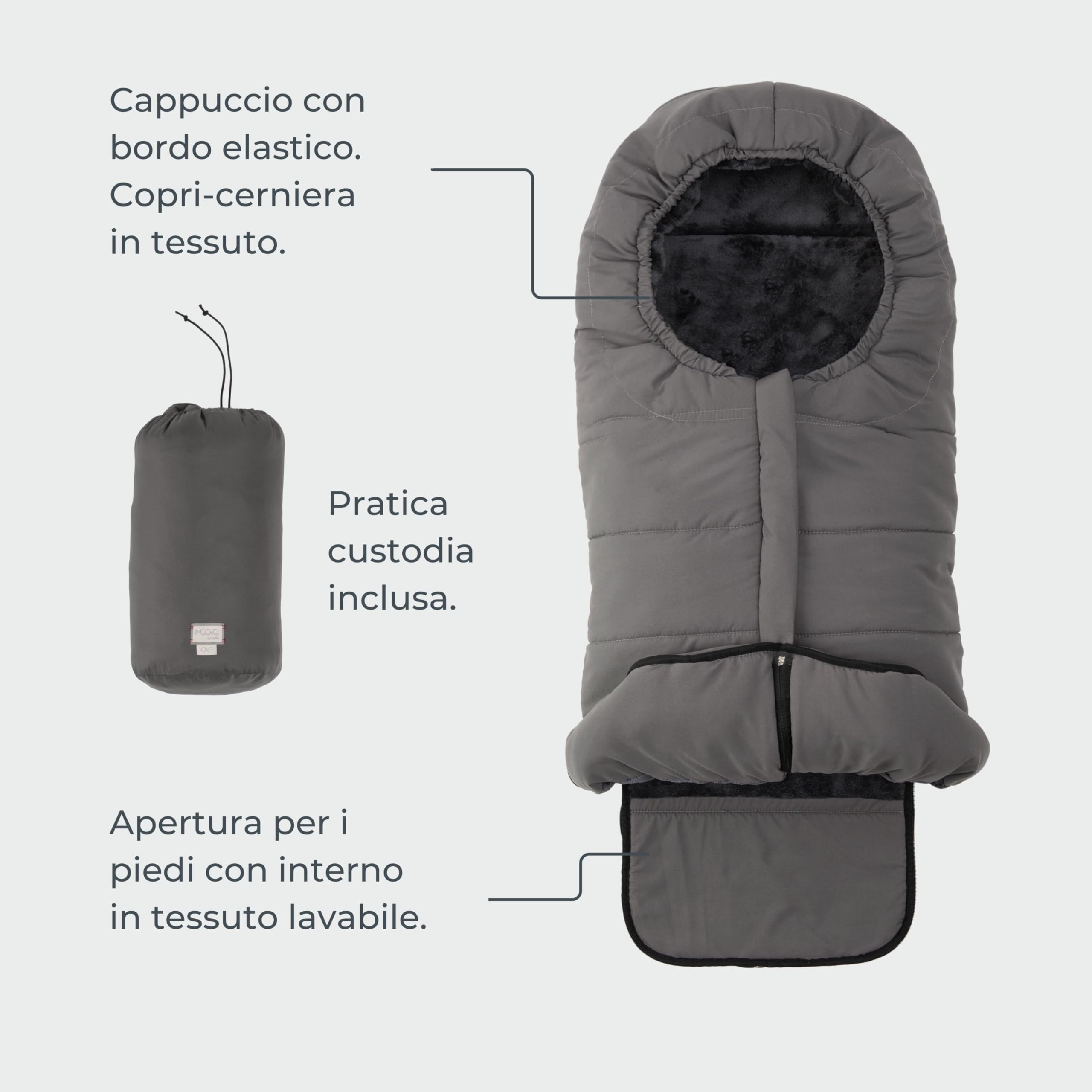 Moovo by Nuvita 9905 Junior One | Sacco Universale per Seggiolini Auto | Perfetto per Bambini da 6 a 36 Mesi (100 cm) | Protezione Fino a -10°C anti pioggia e anti vento | Sabbia