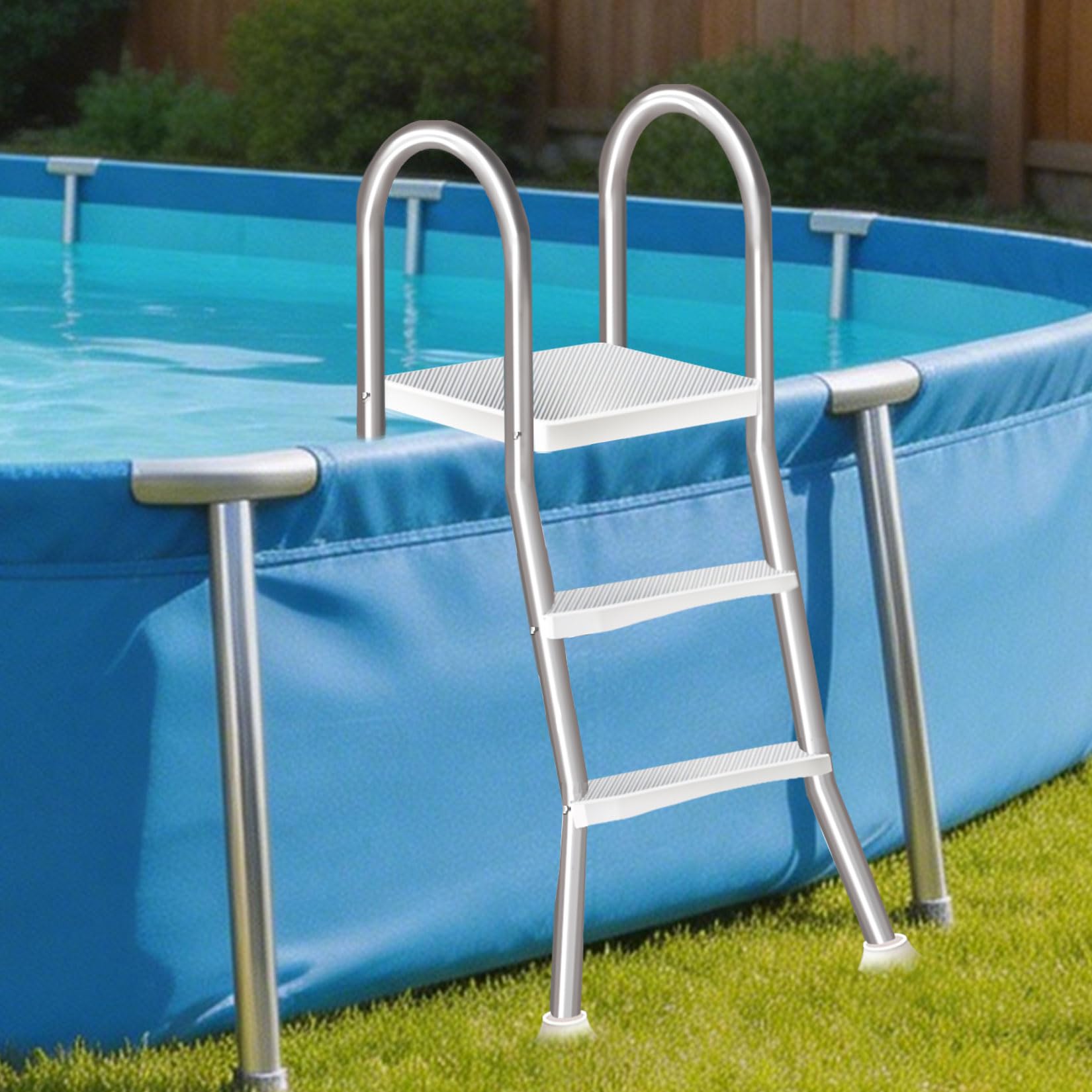 Gradini per Scala da Piscina Scala a 4 gradini per Piscine Fuori Terra Scala di Sicurezza Alta 135cm Scala da Piscina da con Struttura a Telaio in Acciaio Inossidabile gradini Antiscivolo,85CM