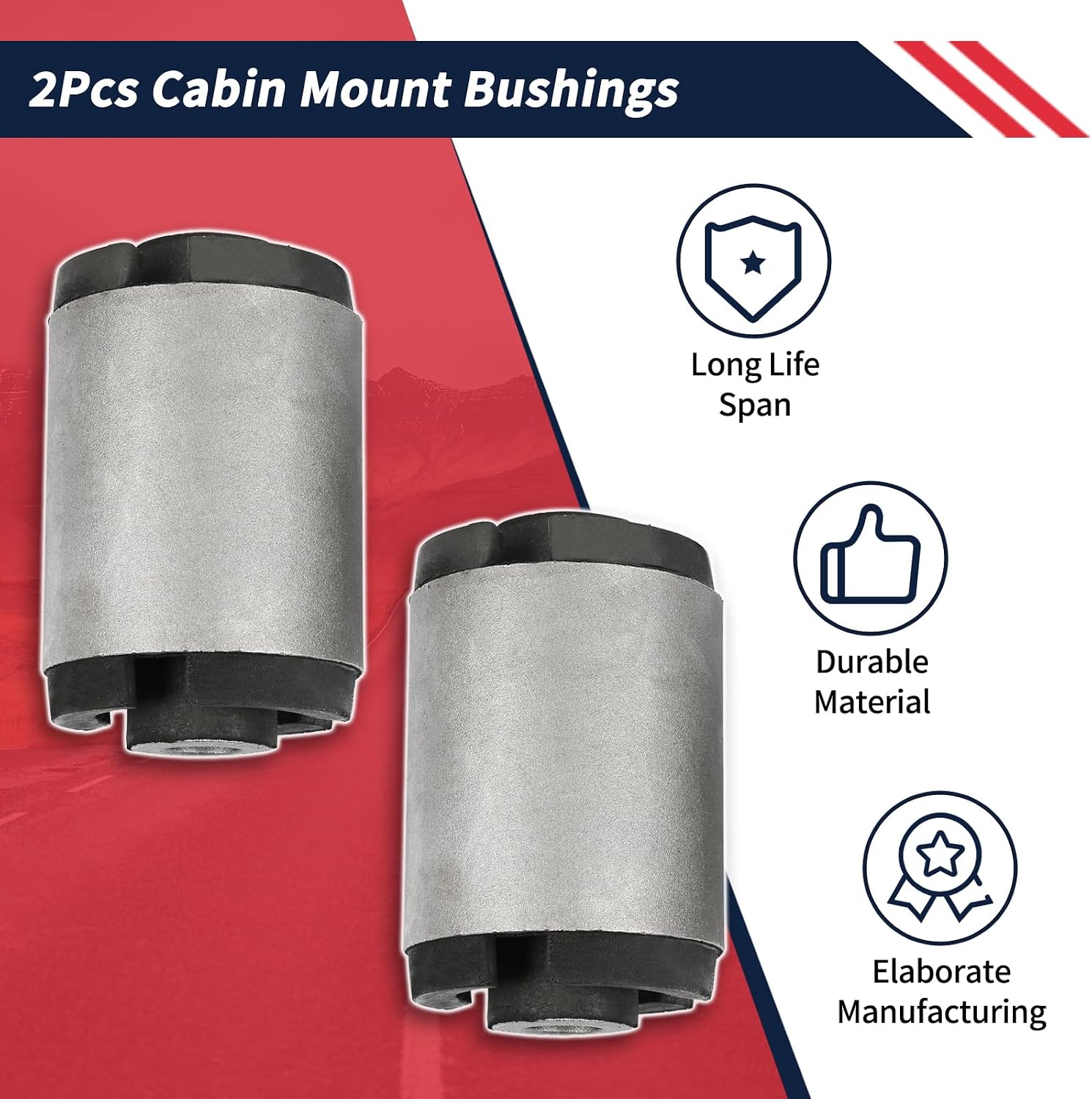 2Pcs Cabin Mount Bushings Compatible with Volvo VNL 2002 2003 2005 2006 2007; for Volvo VHD VN 2003 2004 Heavy Duty Truck Cab Mount Replaces 8074666 20900848
