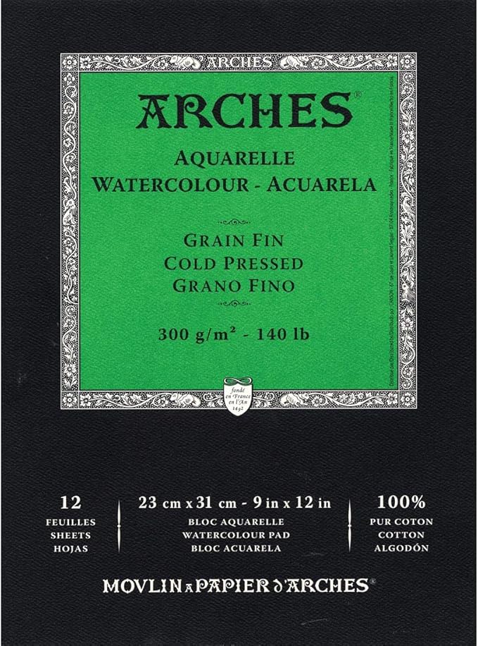 Arches Watercolor Paper Pad, 140 Pound, Cold Press, 9"X12"