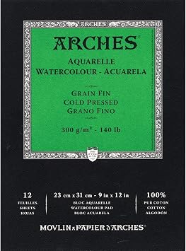 Arches Watercolor Paper Pad, 140 pound, Cold Press, 9x12