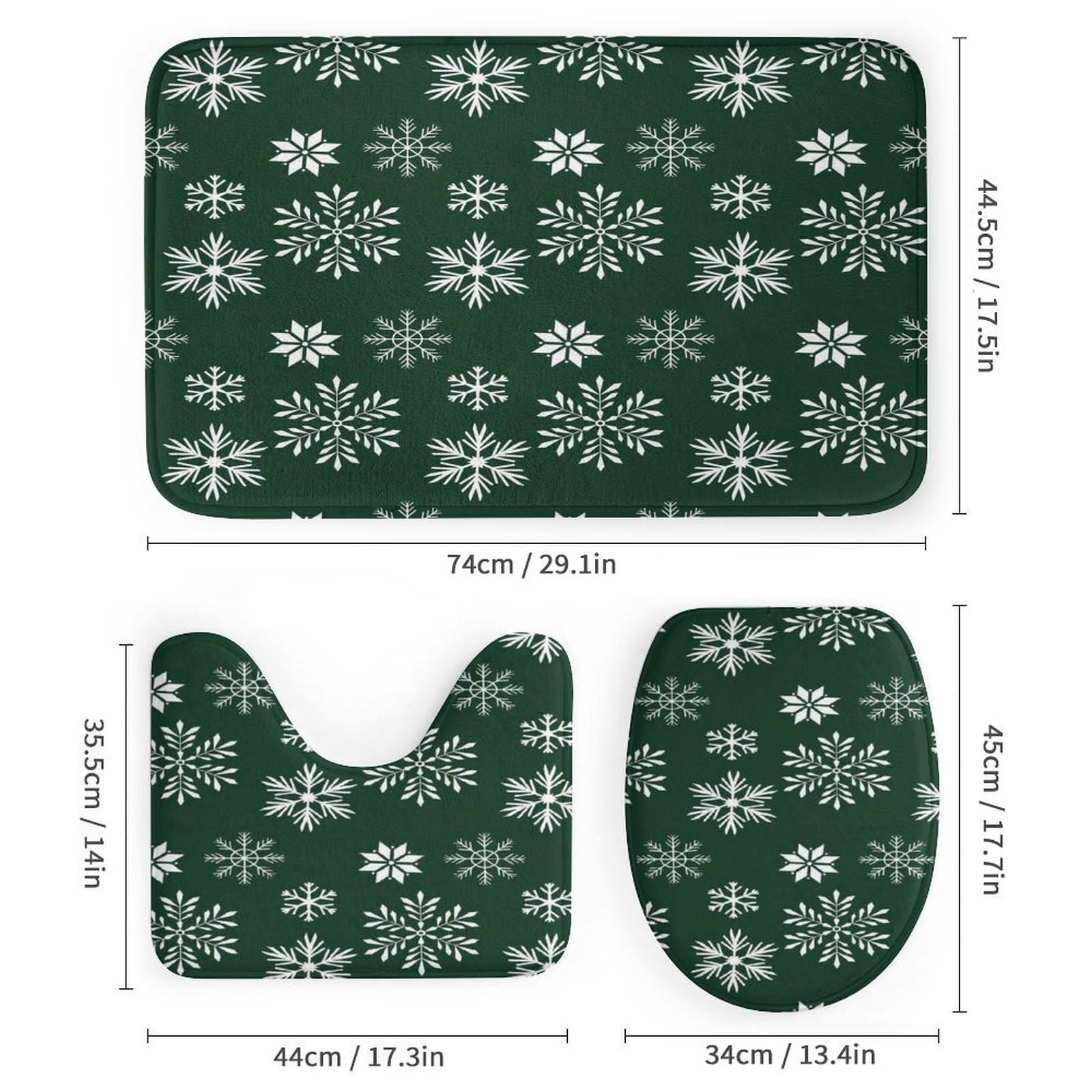 Colección navideña Baño de Cuatro Piezas Tappeto De Baño De Bambú, Antideslizante Y Lavable, Ideal para Ducha Y Baño Moderno 183×183cm