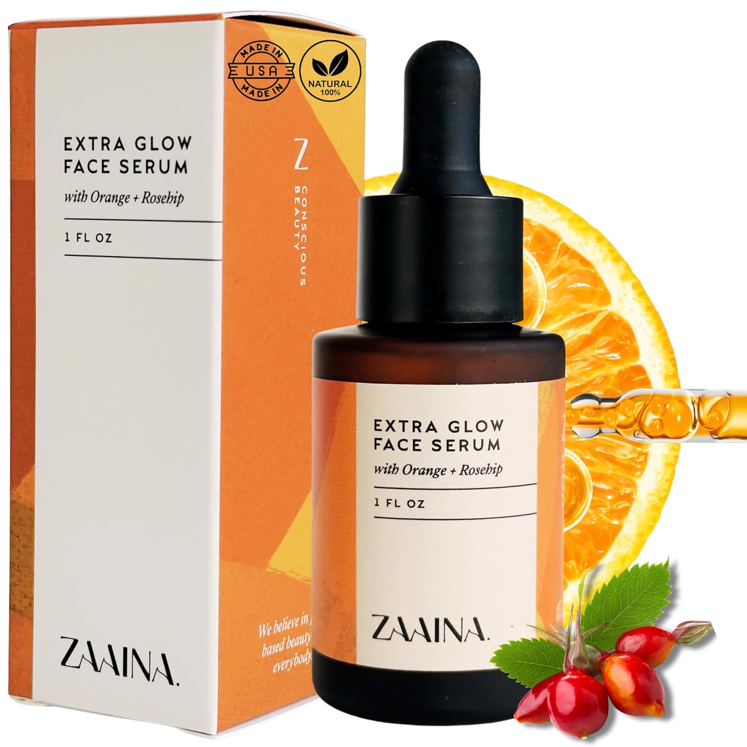 ZAAINA Extra Glow Face Serum – Natural Hydrating Glow Face Oil, Moisturizing Lightweight Oil for Dry, Dull & Sensitive Skin, Ayurvedic Moisturizer & Natural Primer for Makeup for all Skin Types – 1 oz
