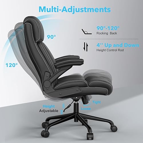 Miniatura 4 de ralex-chair Silla de oficina grande y alta, 500 libras para personas pesadas, silla de escritorio ejecutiva de cuero con respaldo alto con