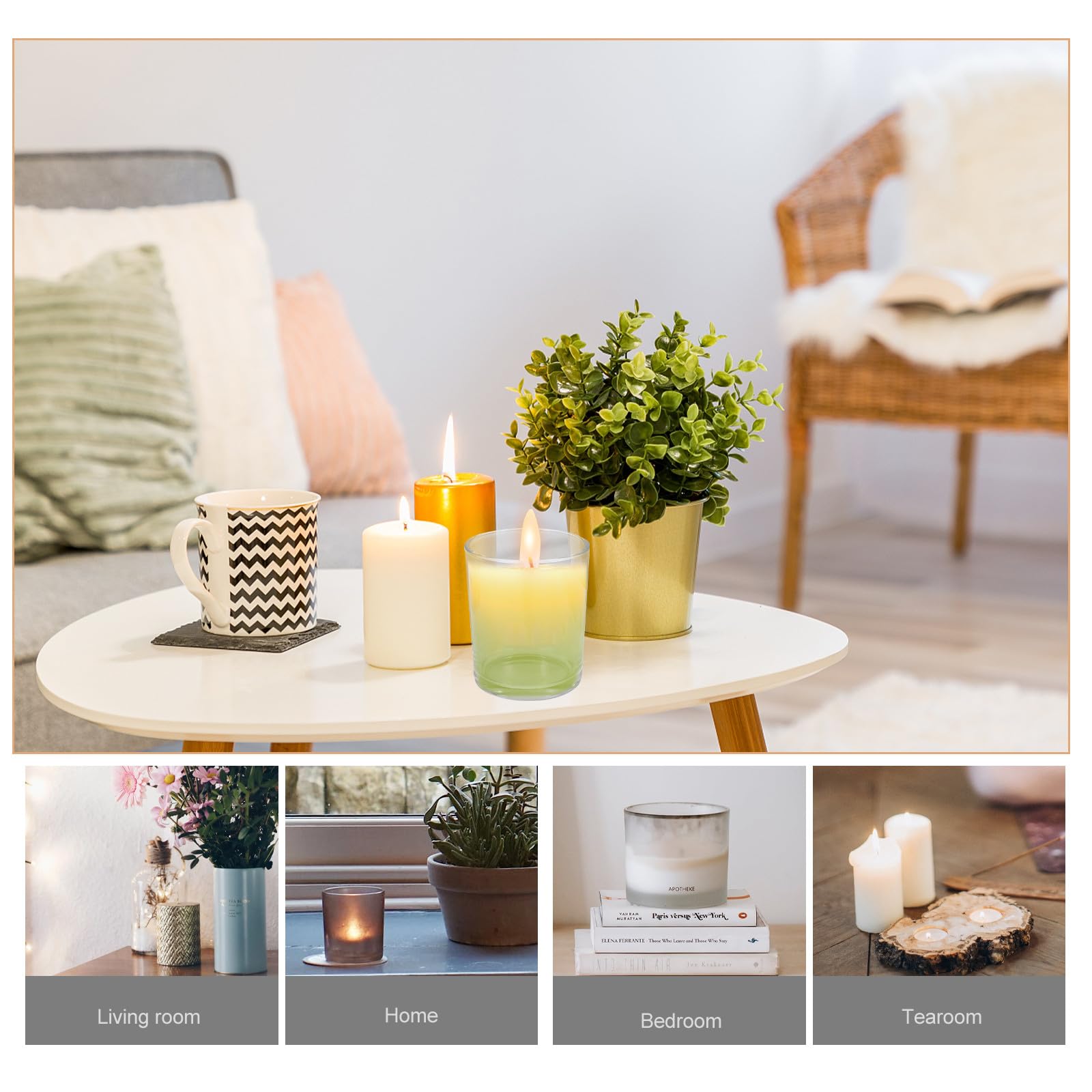 SUPVOX 4 Stück Glas Kerzengläser mit Bambusdeckel 200ml Transparente Kerzendosen für Aromatherapie und Wohnkultur Praktisches Schlichtes Design für Zuhause