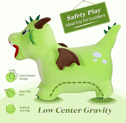 Miniatura 16 de INPANY Juguetes hinchables de salto de toros – Tolva de vaca de felpa marrón para niños pequeños, caballo inflable de animales de granja, paseo al