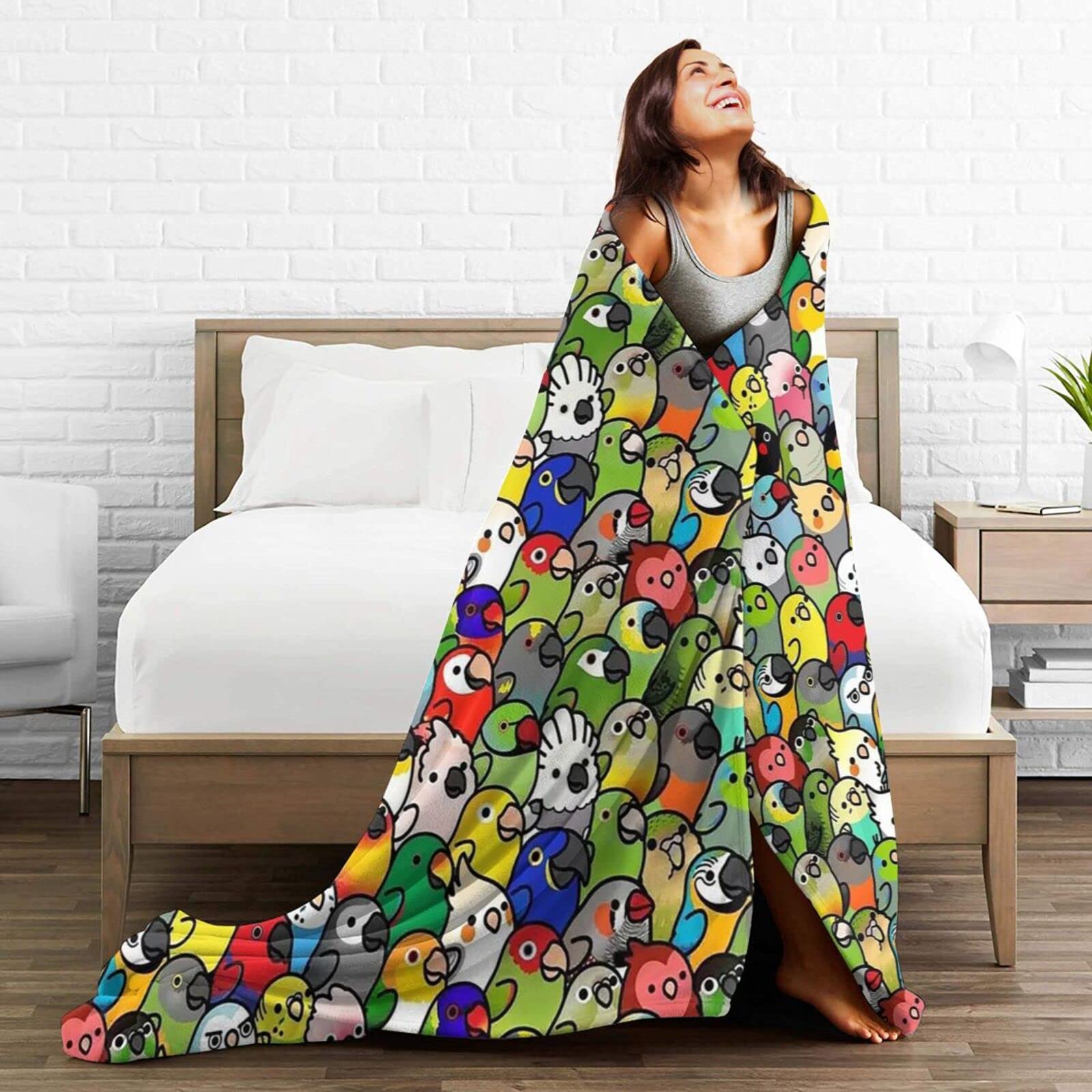 Amazon｜毛布 かわいい おうむ 鳥柄 ブランケット タオルケット