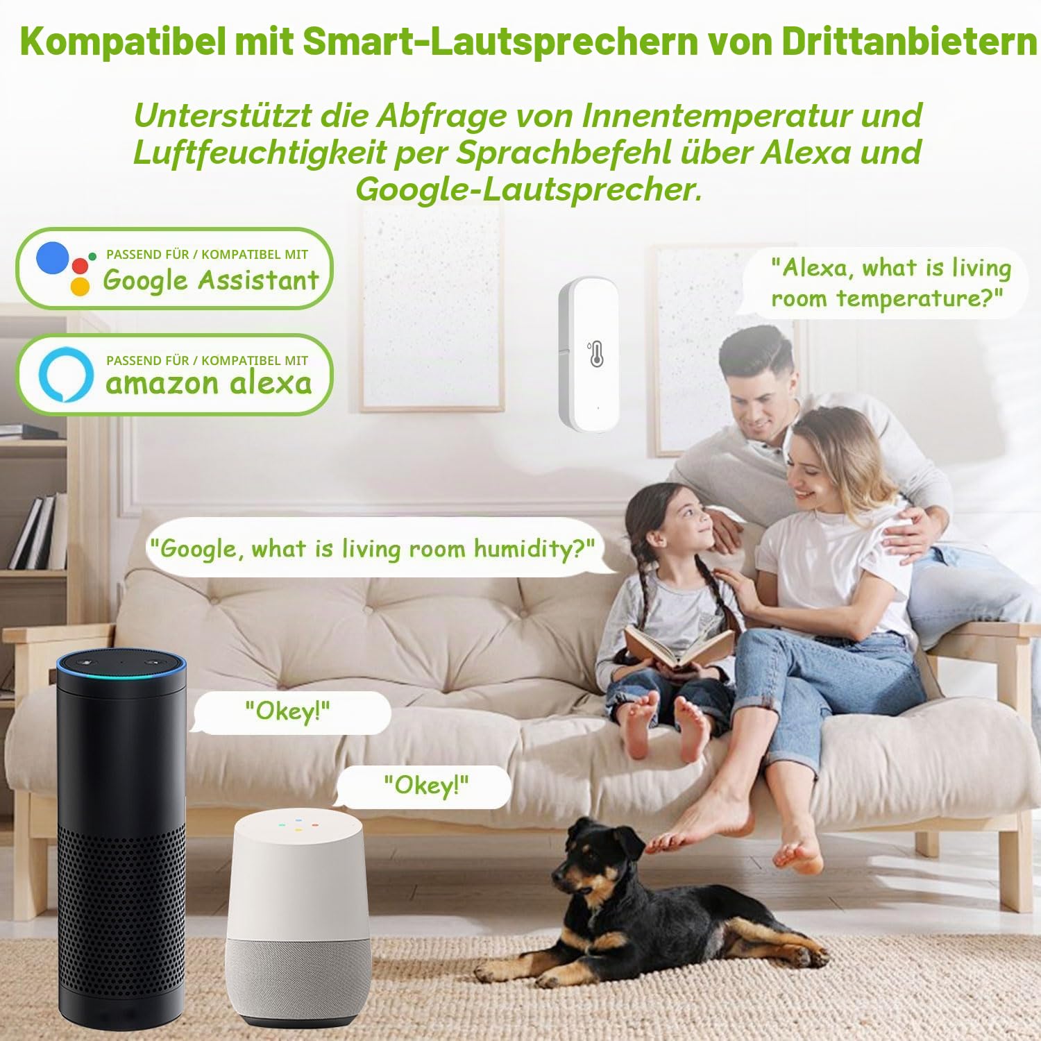 WiFi Hygrometer Thermometer Sensor, kabelloser Temperatur und Feuchtigkeitssensor für den Innen Außenbereich mit Remote App Benachrichtigungsalarm, Kompatibel Alexa/Google Home(4 Stück)