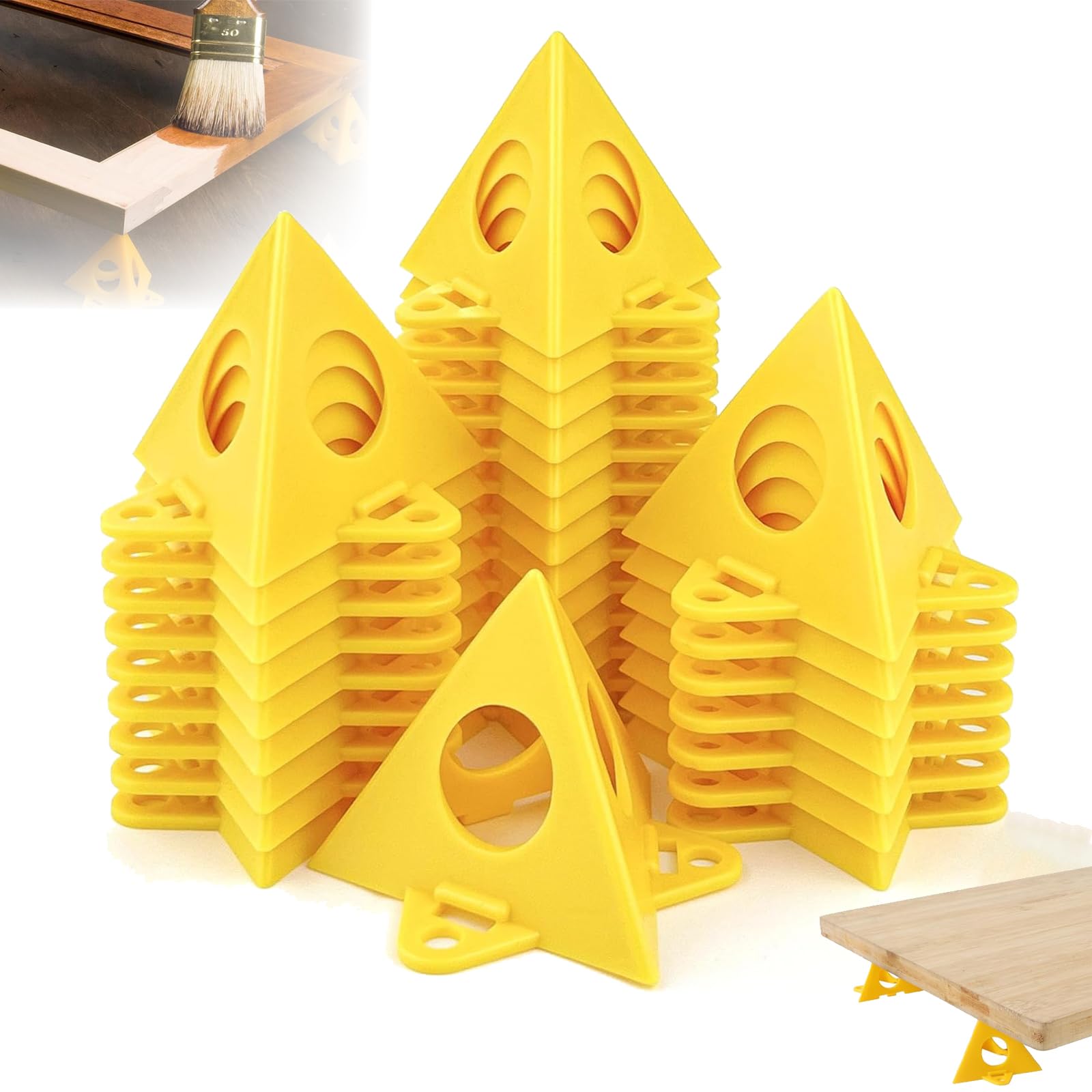 Supporti a Piramide per Pittore 40 Pezzi Giallo Cono Tela Triangolo di Vernice Legno Mobili Stand