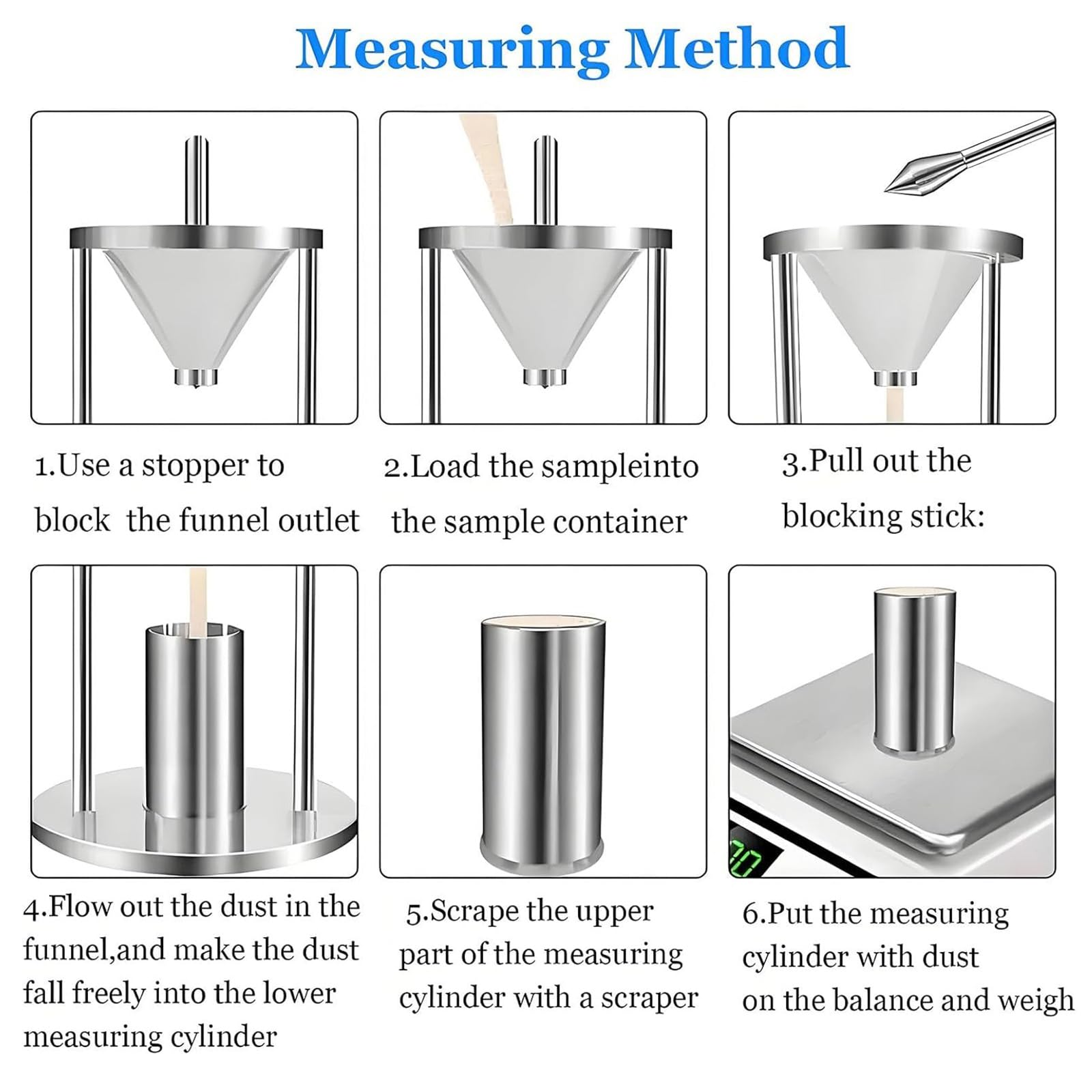 This Bulk Density Tester, 12.7mm Volumeter for Chemical Powder Analysis, Stainless Steel Stacking Density Meter for Material Quality Control