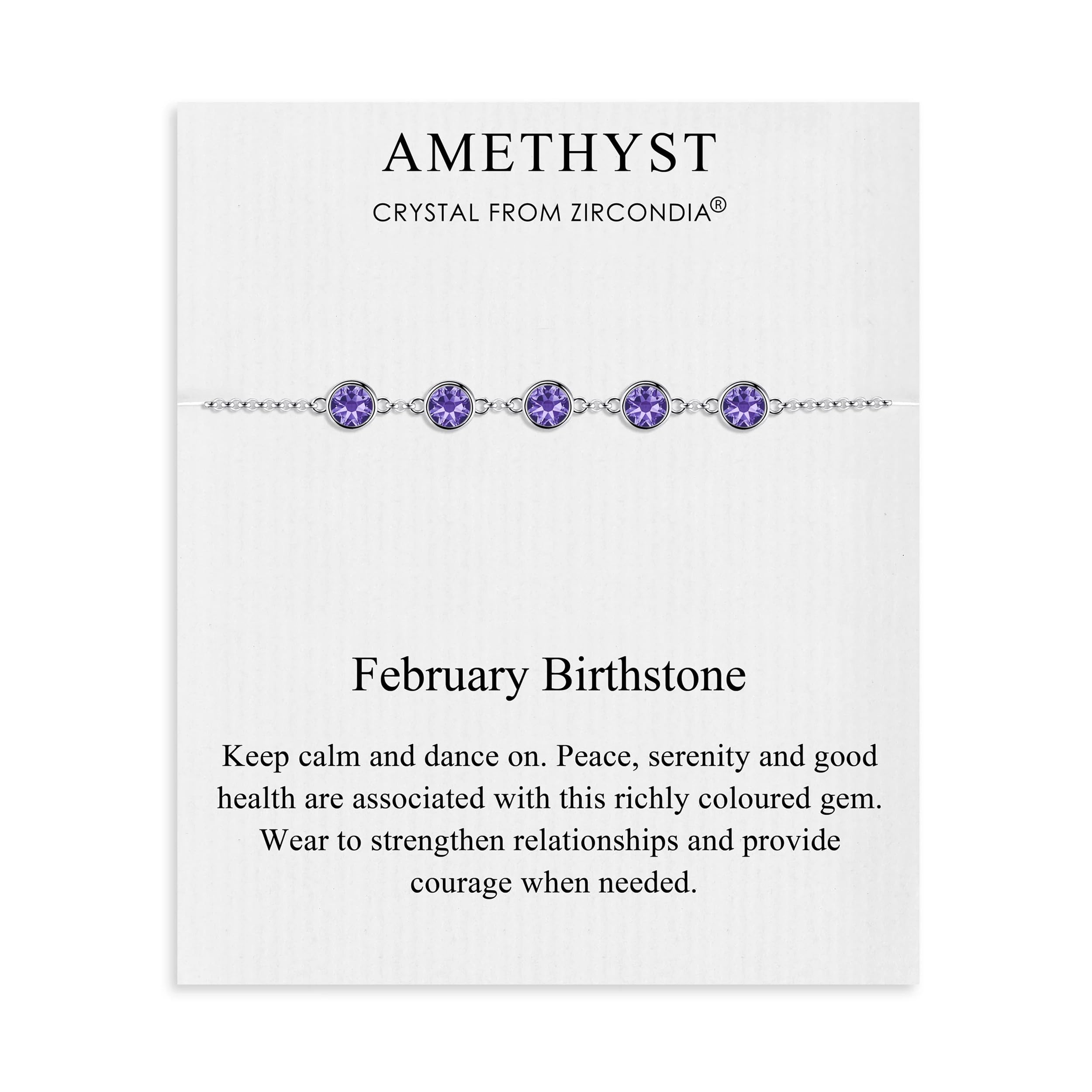 Bracciale Philip Jones Con Pietra Birthstone Febbraio – Cristallo Ametista Zircondia, Gioiello Elegante Per Donne