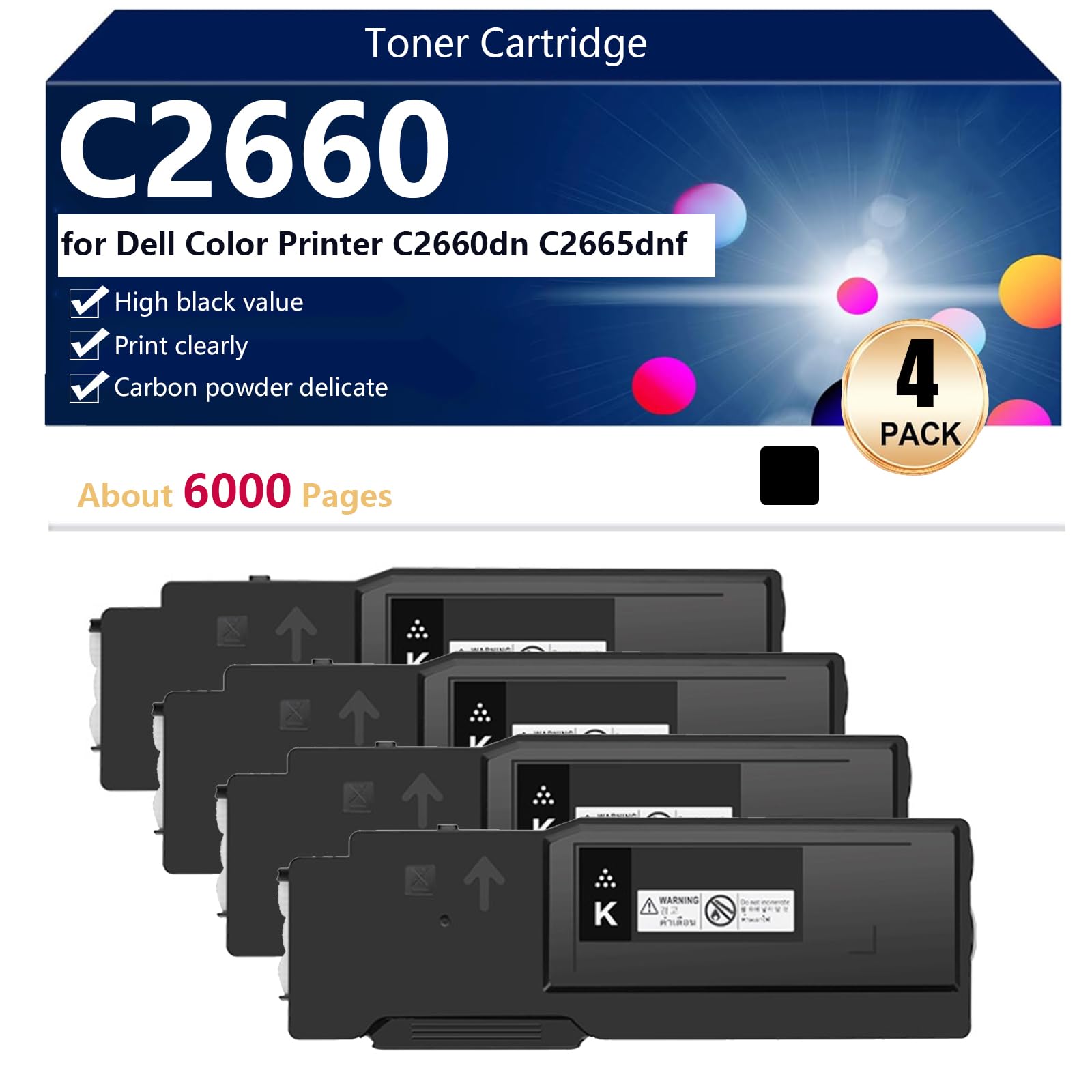 Toner Dell C2660 Haute Capacité Compatible Noir Imprimante C2665dnf - 8